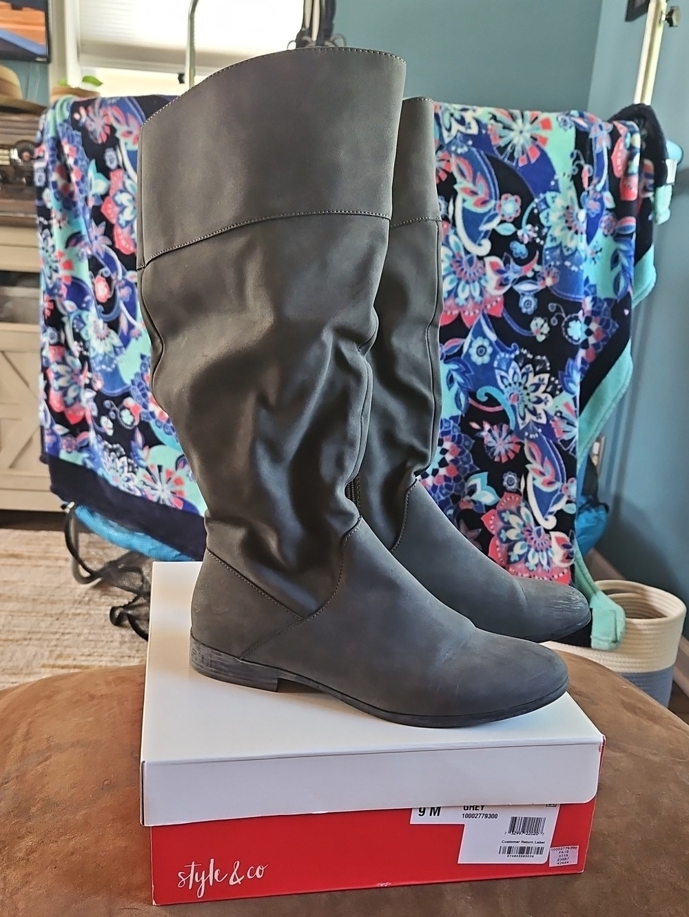 Style & Co. Women's Gray Slouch Over-the-Knee Boots